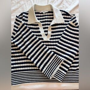 Loft Navy and White Stripe Sweater Size L